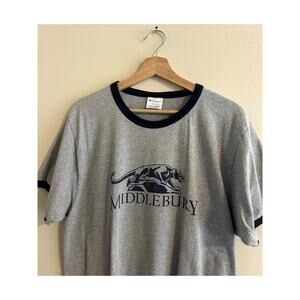 Vintage Gray 90s Middlebury College Panthers Champion Ringer Tshirt Men's Medium